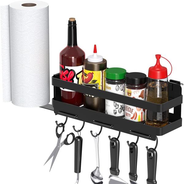 Space Saving BBQ Storage Box with Paper Towel Holder for Blackstone Griddle BBQ