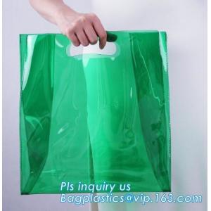 eco friendly Clear PVC soft loop handle plastic bag, PVC material gusset handle
