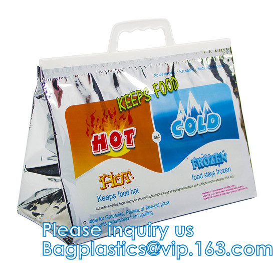 Quality Handle Freezer bags, Insulated Reusable Grocery Thermal Cooler Bag, THERMO ALUMINIUM FOIL LUNCH BAG wholesale