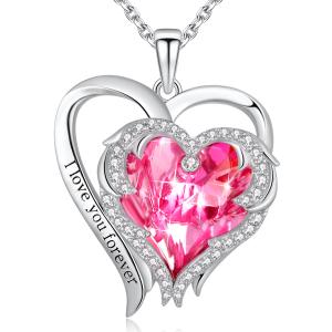 1.18x0.98in Double Heart Shape Pendant Silver Plated With Austrian crystal