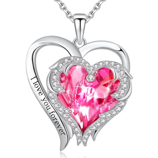 1.18x0.98in Double Heart Shape Pendant Silver Plated With Austrian crystal