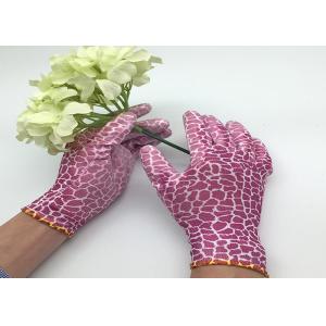 Polyester Garden Work Gloves , Paint Printing Polyurethane Coated Gloves