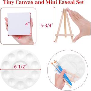 Custom Size Canvas And Paint Set With 16 Paint Brushes 8 Canva 8 Wood Easel 8