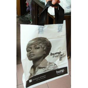Custom Printed Plastic Bags with Handles For Cosmetics , White / Black
