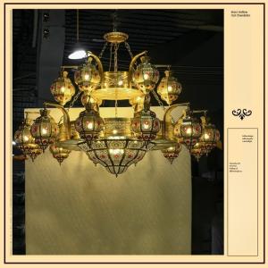 Glass Shade LED Black Copper Chandelier With Switch Control Laser Engraving Logo