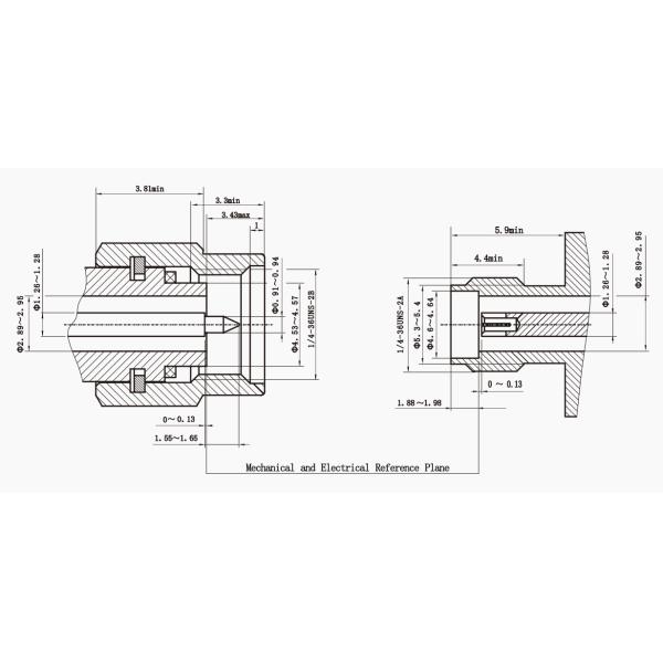 2.92mm Jack 40GHz 2 Hole Flange Mount With Round Contact SS RF Coax Microstrip Connector