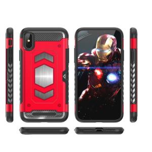 Color Black Red Armor PC TPU Case with Card Pocket Magnetic Car Mount For