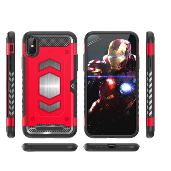 Color Black Red Armor PC TPU Case with Card Pocket Magnetic Car Mount For