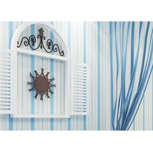 China Embossed Kids Bedroom Wallpaper , Vinyl Blue and White Striped Wallpaper on sale