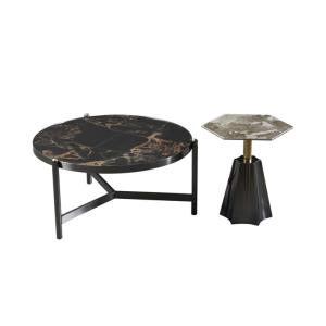 China Grandeur Trident Marble Ceramic Coffee Table  Black Titanium Base on sale