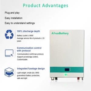 Prismatic Cell Wall Mount Lifepo4 Battery RS485 / CAN 51.2V 100ah Lithium