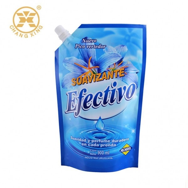 Quality 250ml 500ml Plastic  Liquid Stand Up Pouch With Spout Blue Liquid Printing Stand Up Reusable Bags wholesale