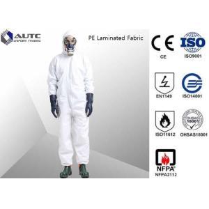 China PE Laminated PPE Safety Wear , Chemical Resistant Coveralls With SMS Back Panel on sale