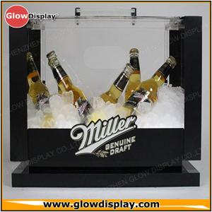 Commercial Beer Acrylic Ice Bucket Liquor Bottle Stand With Advertising Graphic