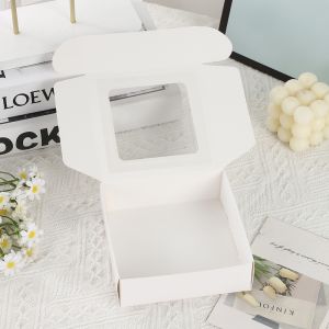 White Cardboard Folding Packaging Box With Window Square Universal Color Printed