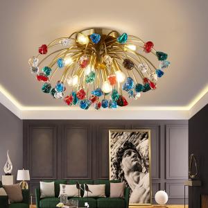 Modern Colorful Crystal Ceiling Chandeliers For Bedroom Living Room Led Round