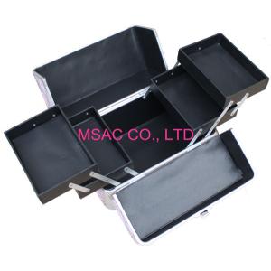 China Big Space Professional Makeup Train Case , ABS Panel Makeup Travel Box on sale
