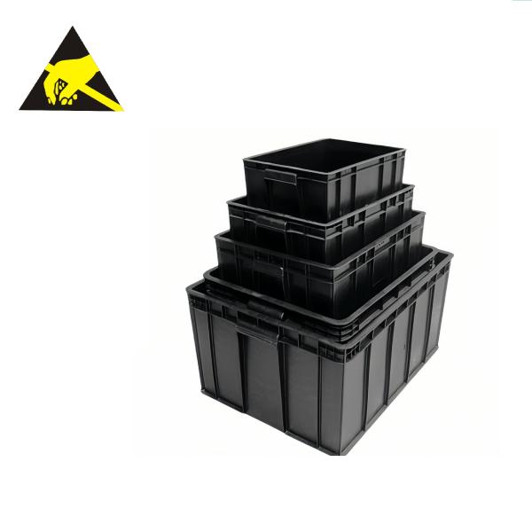 Quality Anti-Static Conductive Cleanroom ESD Bin Tray With Dividers Black Antistatic Containers ESD Plastic Box With Cover wholesale