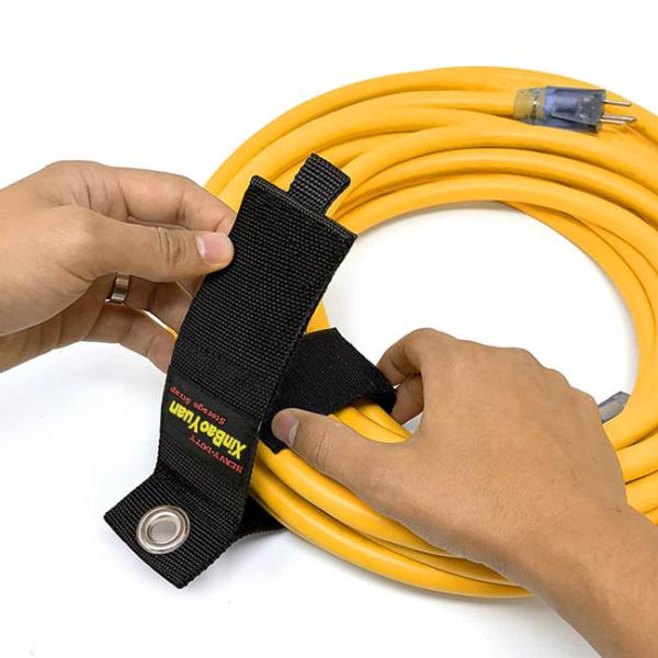 Black Velcro Cord Holder , Customized Ribbon Heavy Duty Storage Straps