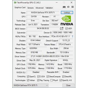 Geforce RTX 3070 Ti 8GB Graphics Card GDDR6X 256 Bit PCIe 4.0 GPU Video Card