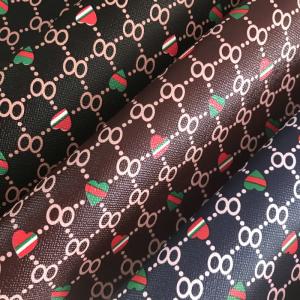 China Printed Heart Shape Number 8 PVC Faux Leather Bags Purse Wallet Phone Case Package Box Leather Fabric on sale