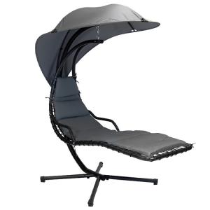 Upgrade Your Patio Modern Metal Stand Hammock Swing Chair with Cushion and Sun