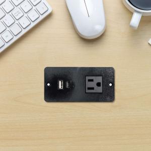 Plastic Sofa Socket Table Power Socket with 1 US Standard Power Outlet & USB A+C