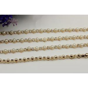 Perfect customized high quality 10 mm width light gold white pearl decorative