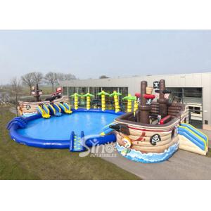 Amazing Shark And Pirate Inflatable Water Park With Big Pool