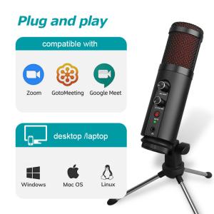GESTTON USB C Condenser Microphone With Sound Card High Sensitivity