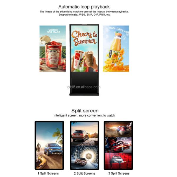 IP55 Waterproof 65in LCD Outdoor Digital Signage For Advertising