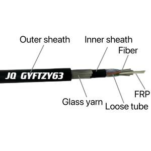 China Rat-proof Flame Retardant GYFTZY63 Directly Buried Fiber Optical Cable High Quality Glass Yarn with FRP on sale