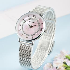 Ladies 3ATM Quartz Analog Watch 18mm Mop Dial Watch Mesh Strap