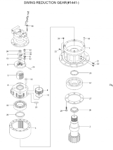 R130-7 31N4-10140 Swing Gearbox For Hydundai Excavator Swing Reduction Gear