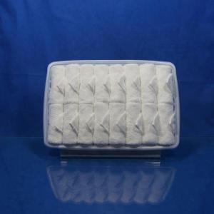 bright white rolled scented Disposable cotton airline towel in tray