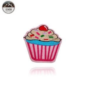 Pink Cake Custom Woven Patches Embroidery Material For Gifts / Souvenir