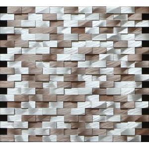 Cheap Brown silver rectangle mosaic metal no gap different height 3D effect for sale