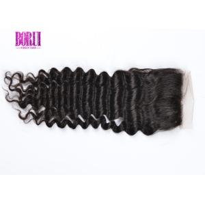 Deep Wave Human Hair Lace Closure 4*4 Light Brown No Tangling No Shedding