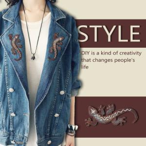 Merrowed Border Lizard Gecko Patch Eco Friendly Iron On Frog Patches