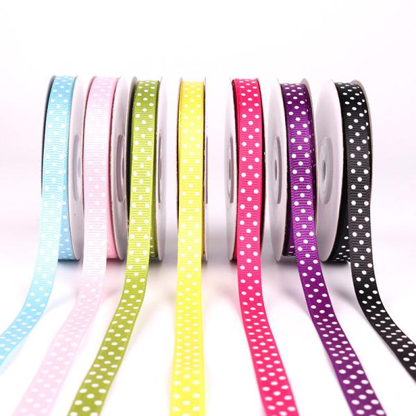 high quality for gift promotion colorful polka dot printed polyester grosgrain