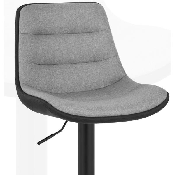 43xD41xH94-116cm Fabric Bar Stools Grey Velvet With Back With Adjustable And Swivel Black Leg