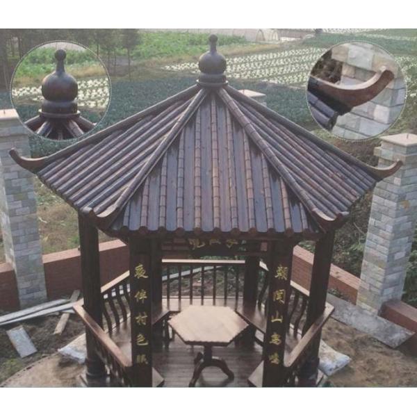 Pinus Sylvestris Chinese Wood Gazebo 2.6m Carbonating Backyard Wooden Gazebo 4