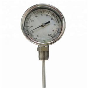 Cheap 0 - 100C WSS Axial Bottom Industrial Bimetal Thermometer Dial Size 100mm for sale