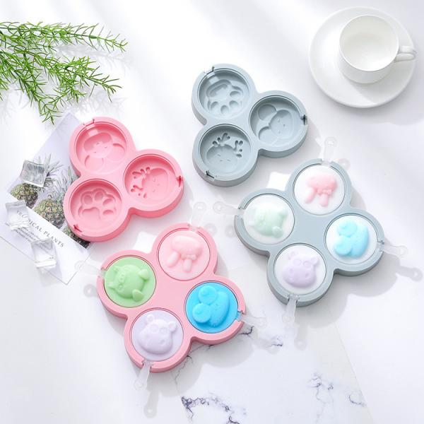 Quality Ice Cube Trays Set Of 2, Easy Release 4 Flexible Silicone Ice Cube Molds With Removable Lid Reusable Freezer Ice Trays Stackable For Whiskey, Baby Food, BPA Free wholesale