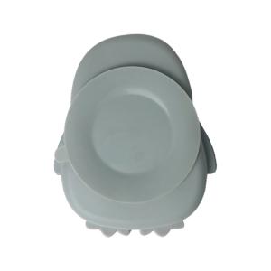 OEM Silicone Baby Feeding Set Penguin Shape Food Grade With Spoon