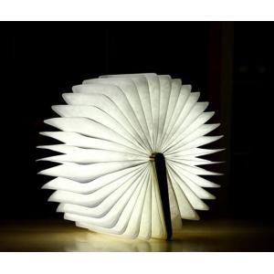 USB Cargeable Foldable Page Wooden Cover Book Shape LED Light For Home