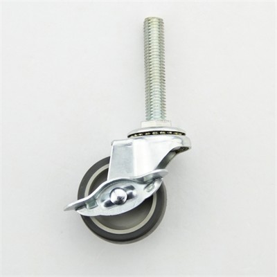 Quality Flat TPR 3 Inch Castors M8 Threaded Caster Wheels With Brake wholesale