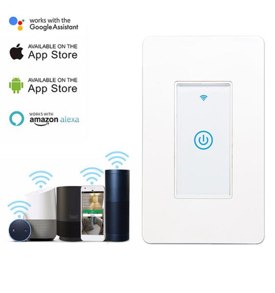 Quality Smart Wifi Switch US 1/2/3 Gang Touch Panel Wireless Remote Control Light Switch Compatible Alexa Google Home Tuya APP wholesale