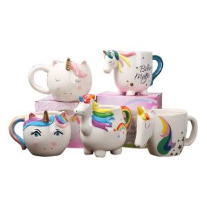 China Cute Hand painted  3D Colorful  Unicorn  Mug  Novelty  Ceramic  Animal  Coffee Mug  Custom for Unicorn Lover on sale