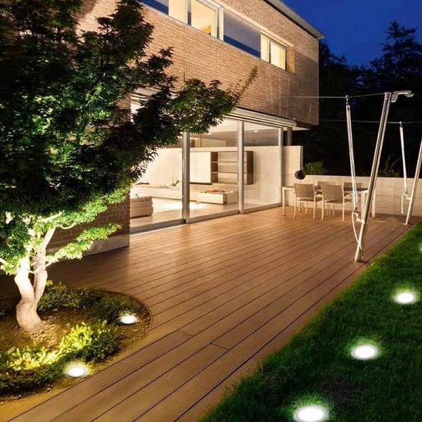 Yellow Solar Powered LED Ground Lights / Solar Powered Walkway Lights